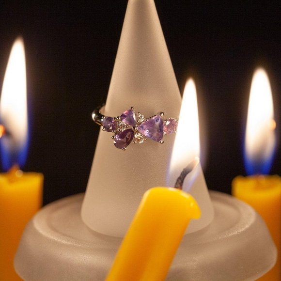 Natural Alexandrite Diamond 18k White Gold Ring - Picture 6 of 6